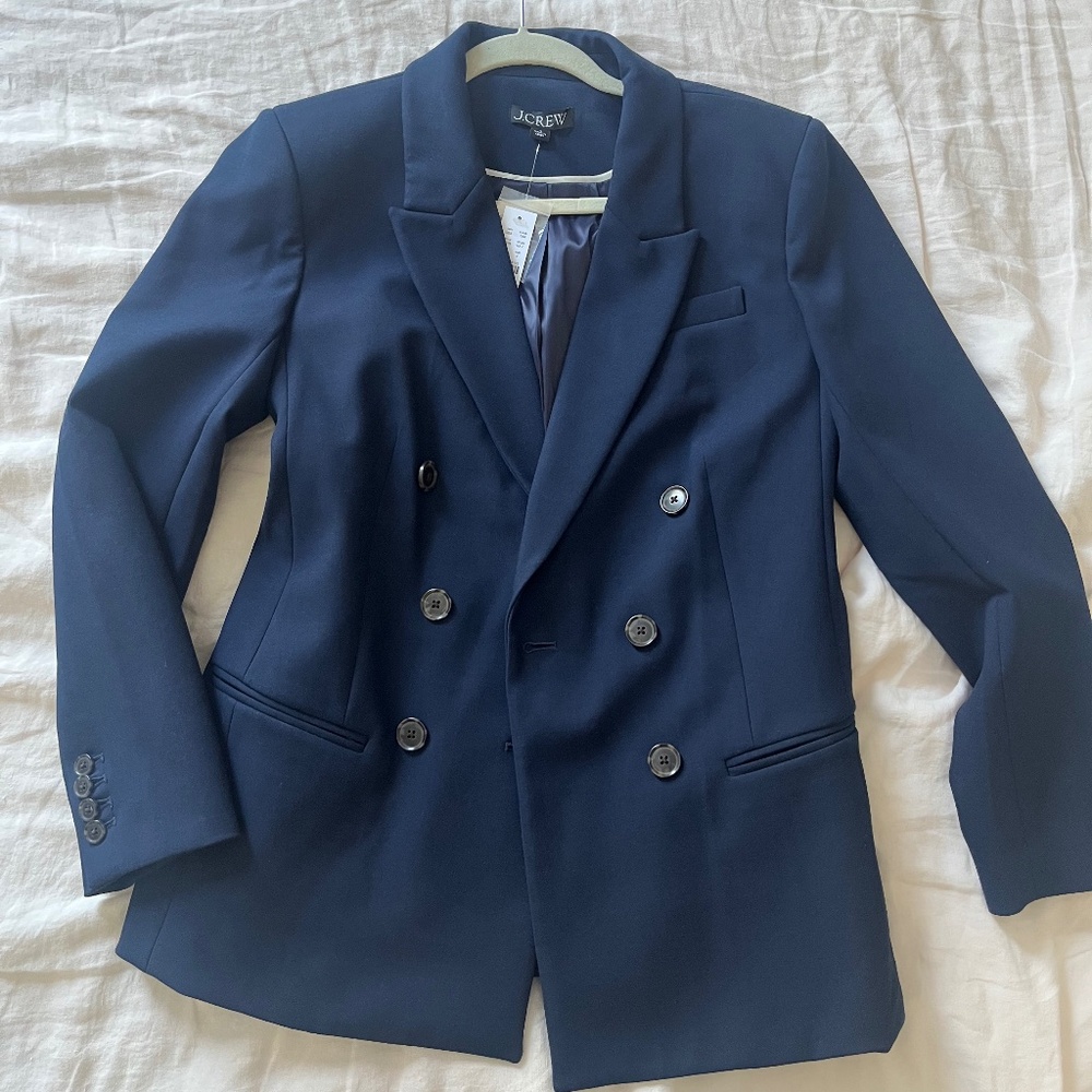 J. Crew navy double breasted blazer in four-season stretch NWT - Picture 3 of 6